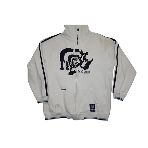 Vintage Y2K Ecko Unltd Hoodie – White & Blue Baggy Skater Sweatshirt – Men’s 3X - Picture 1 of 7